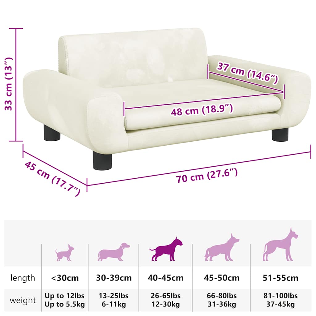 Cama para cães 70x40x24 cm veludo cinzento-escuro