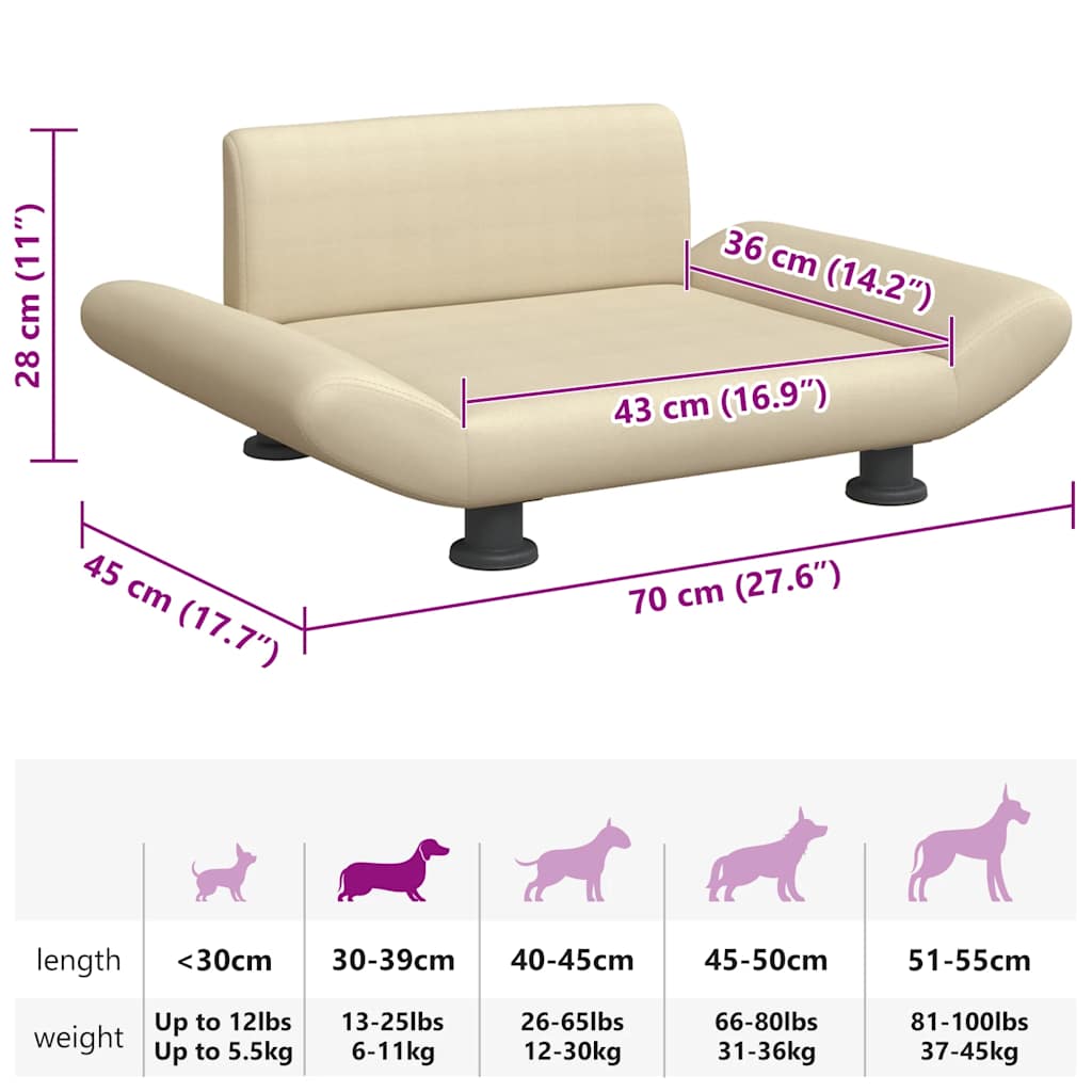 Cama para cães 70x45x28 cm tecido cinzento-acastanhado
