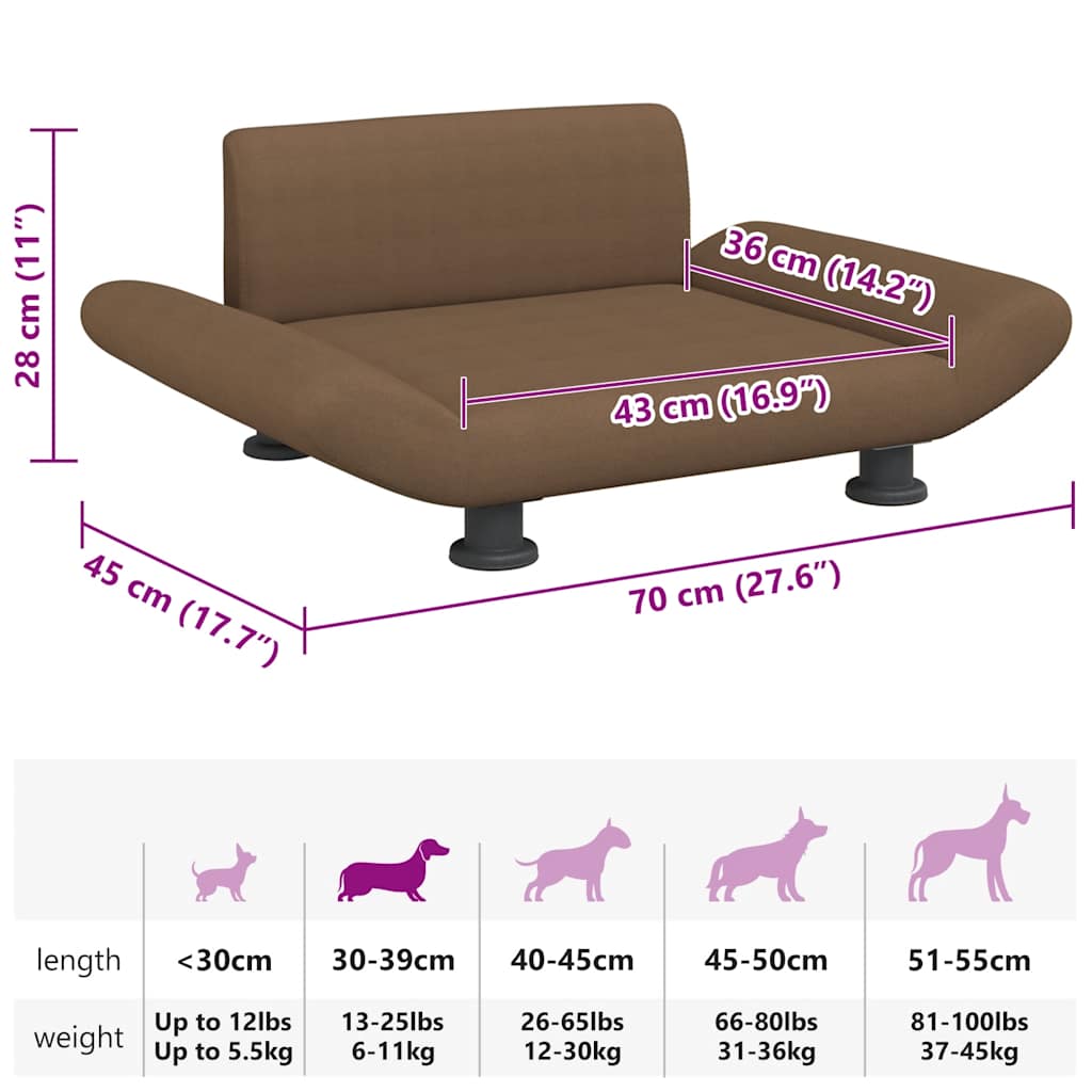 Cama para cães 70x45x28 cm tecido cinzento-acastanhado