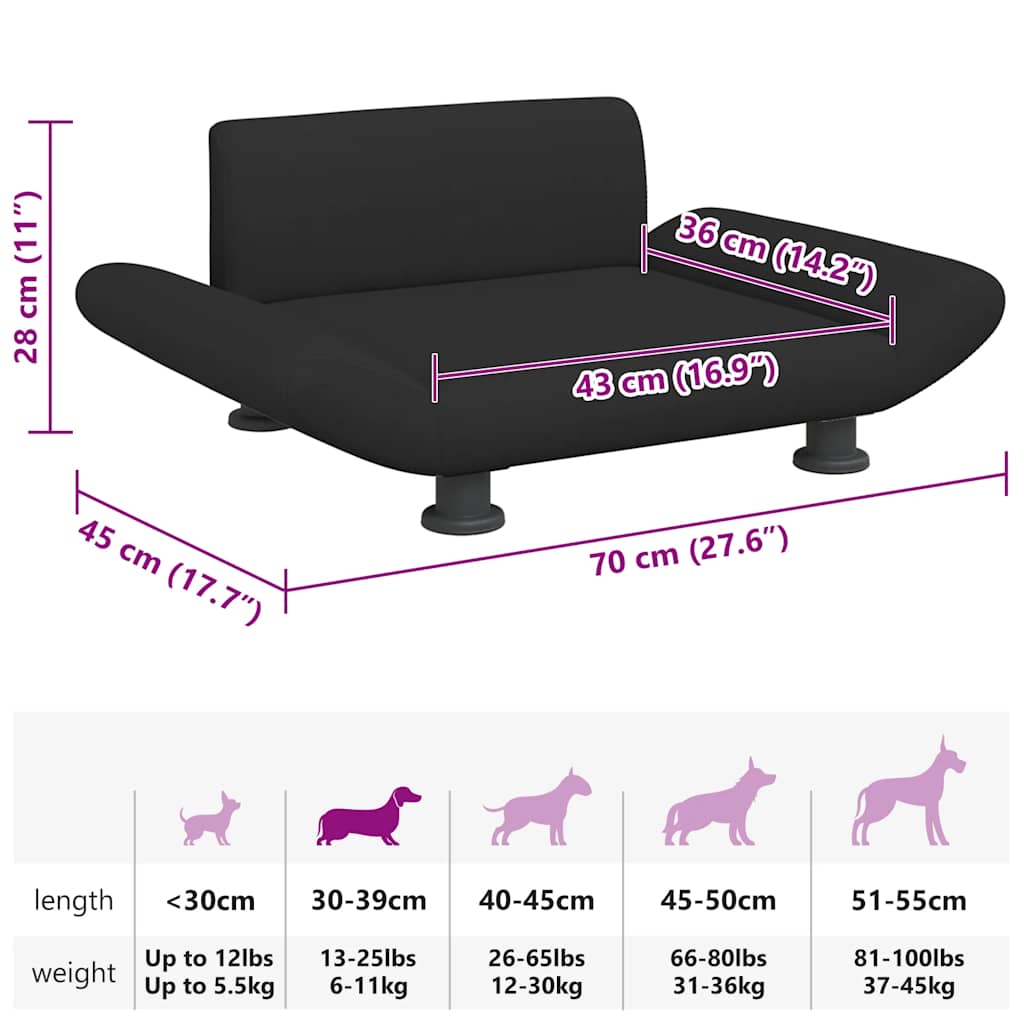 Cama para cães 70x45x28 cm tecido cinzento-acastanhado