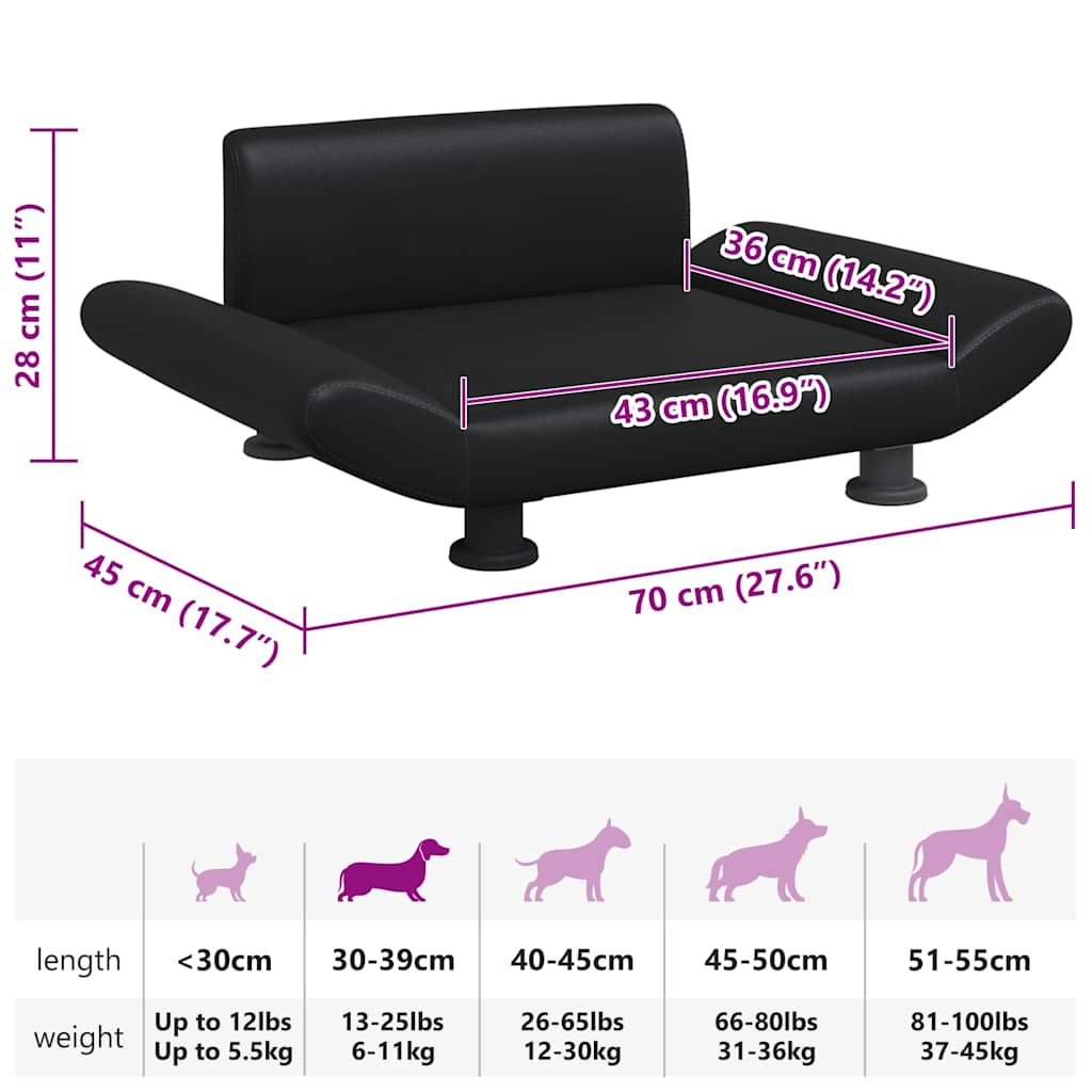 Cama para cães 70x45x28 cm couro artificial cinzento