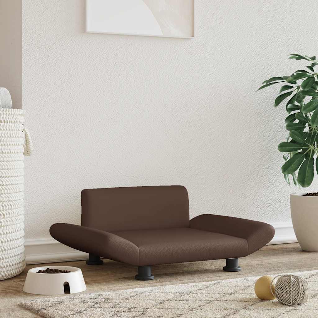 Cama para cães 70x45x28 cm couro artificial cinzento