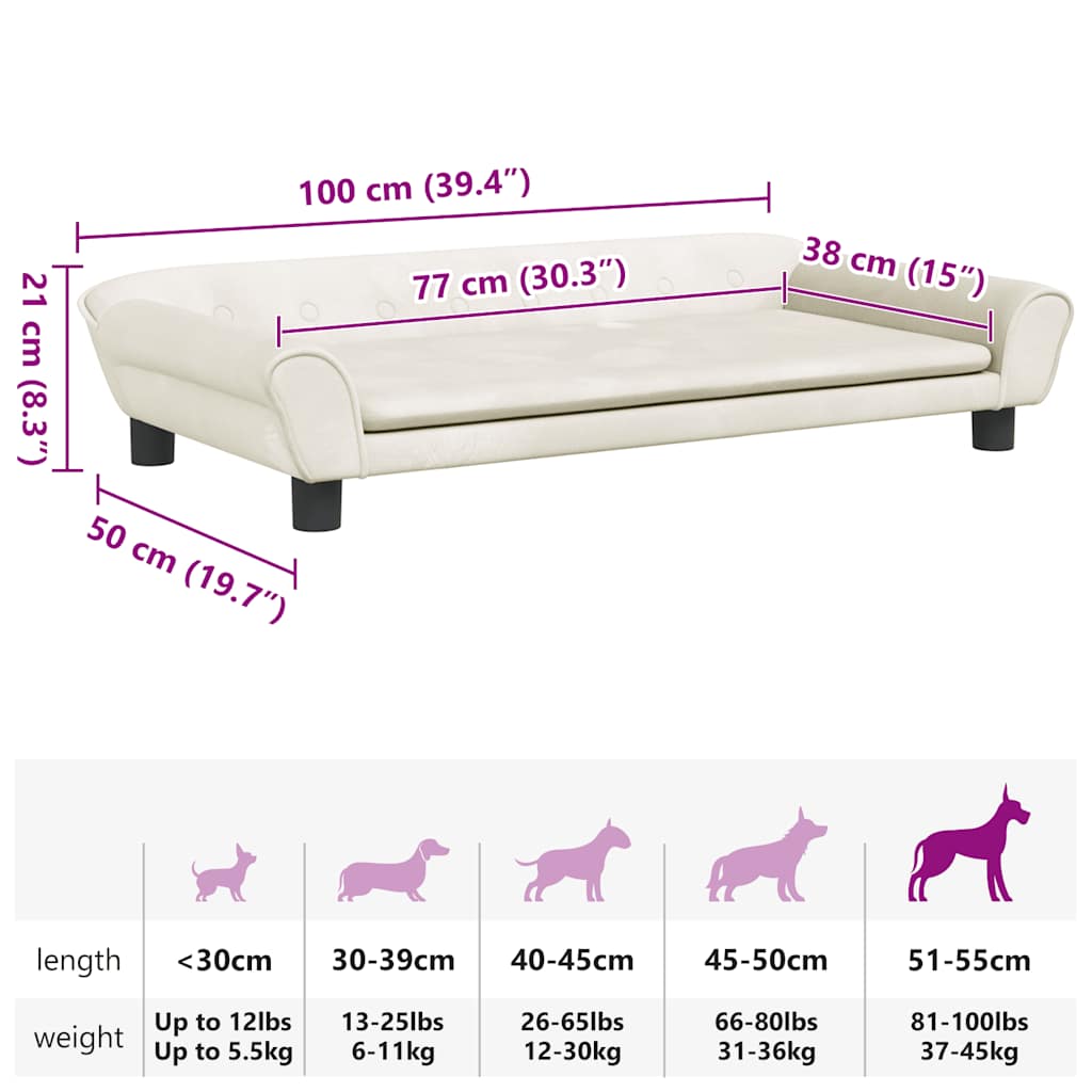 Cama para cães 100x50x21 cm veludo azul