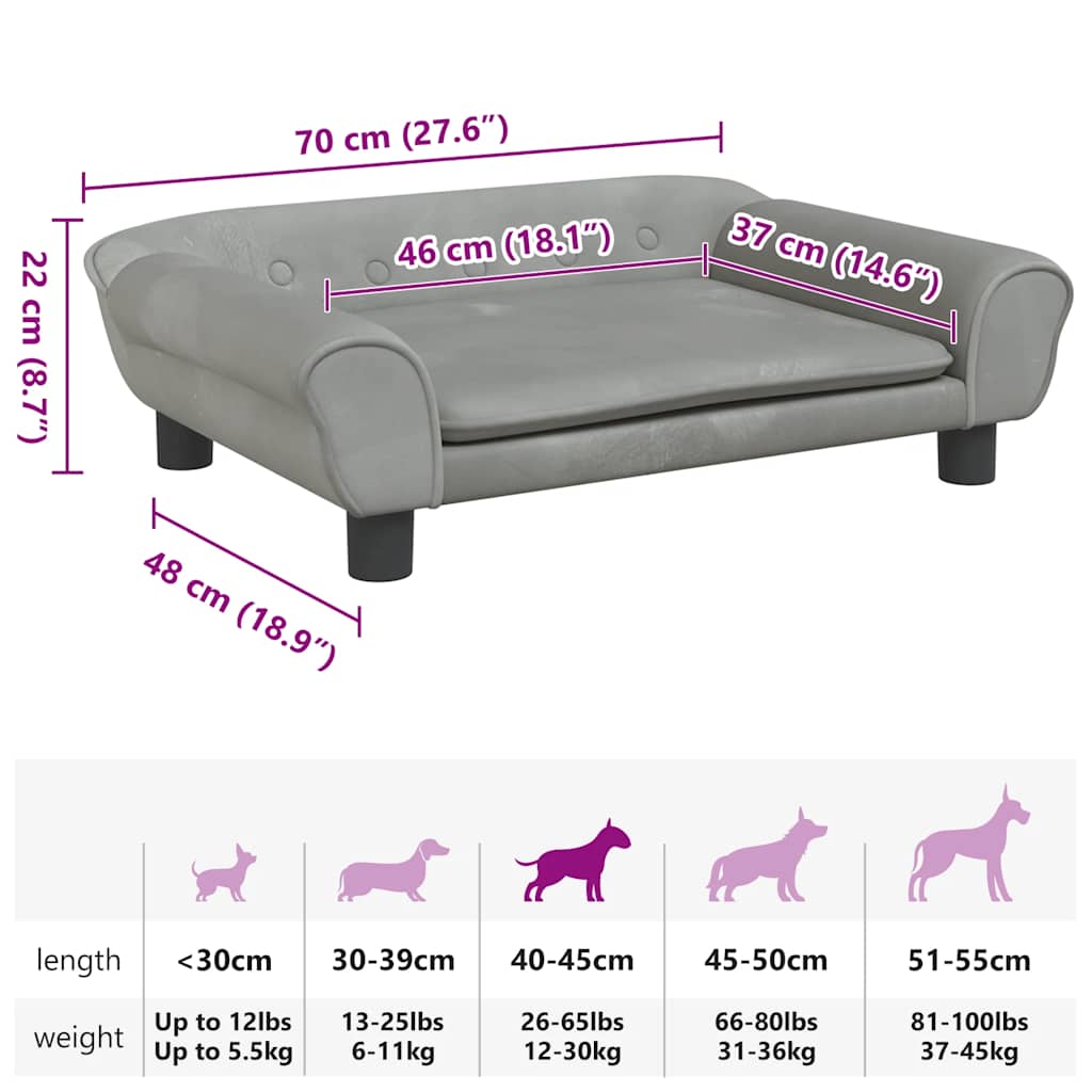 Cama para cães 100x50x21 cm veludo azul