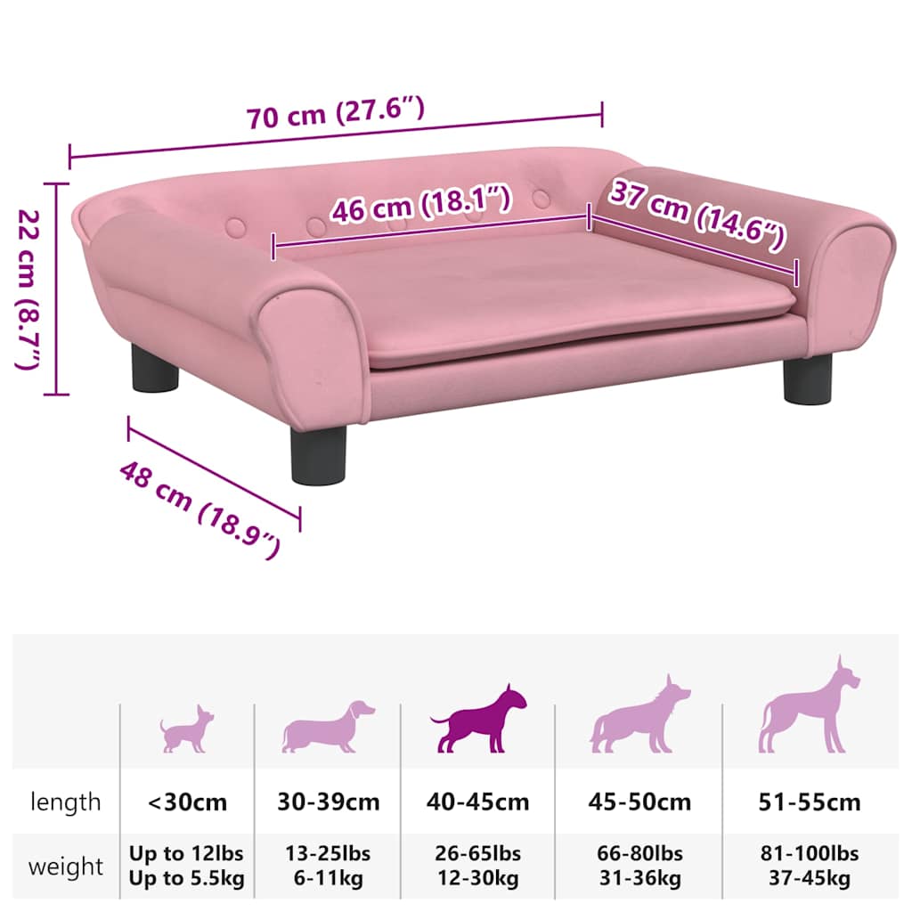 Cama para cães 70x48x22 cm veludo azul
