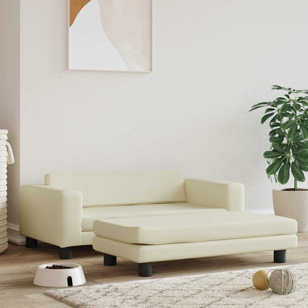 Cama para cães com extensão 100x50x30 cm couro artificial cinza