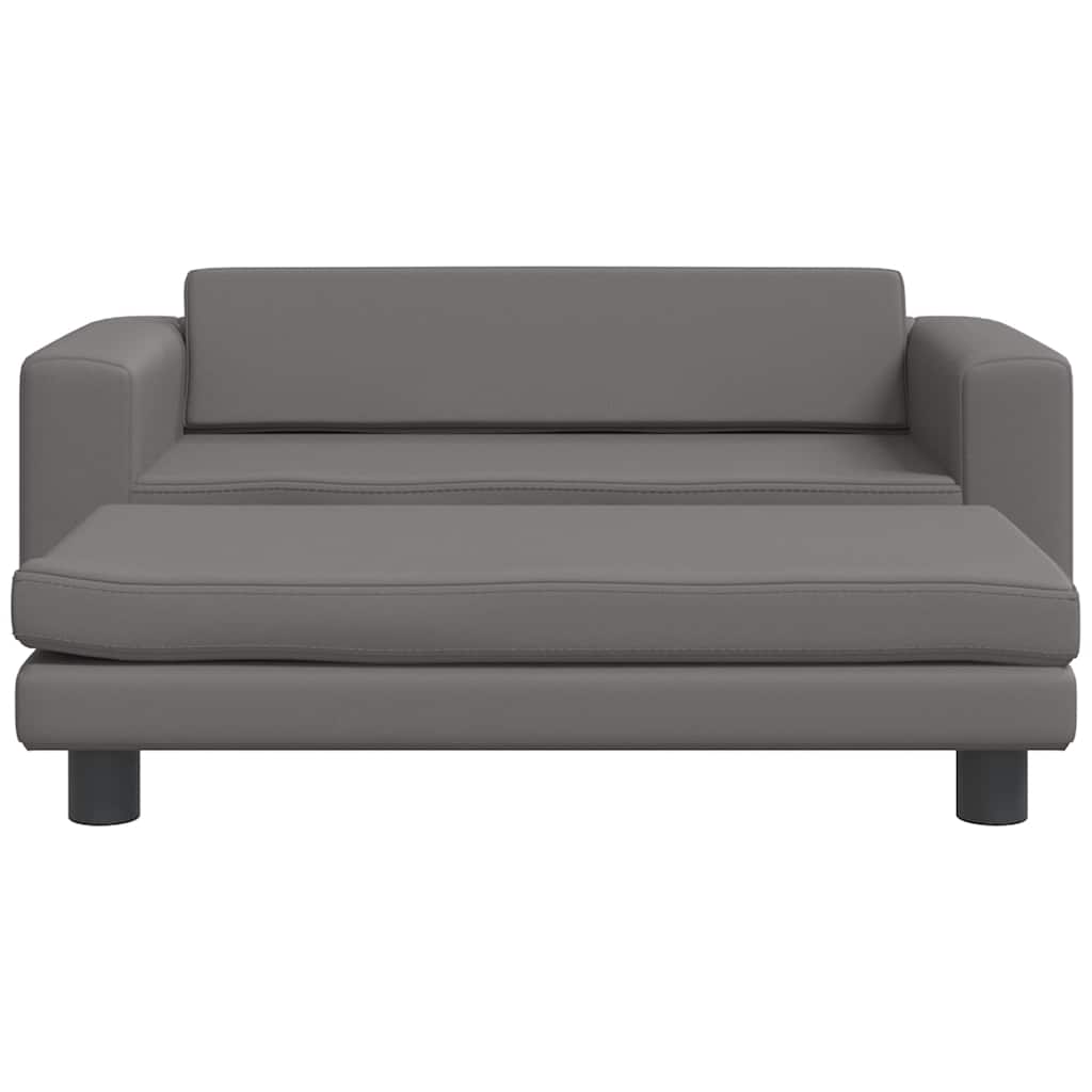 Cama para cães com extensão 100x50x30 cm couro artificial cinza
