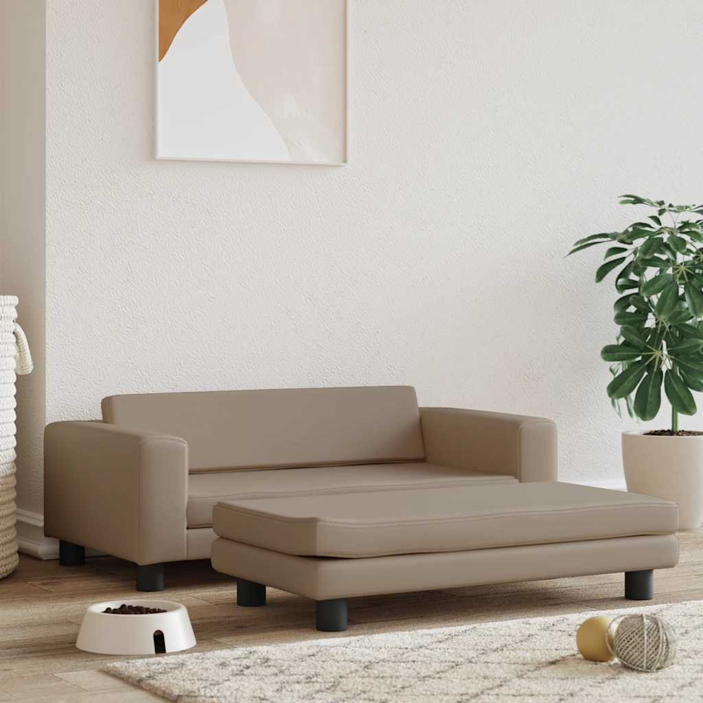 Cama para cães com extensão 100x50x30 cm couro artificial cinza