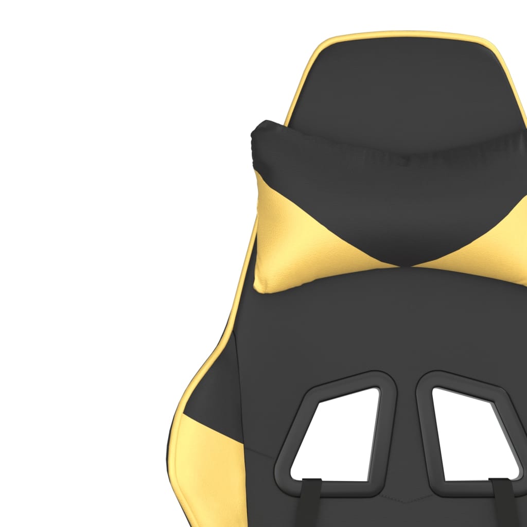 Cadeira gaming c/ apoio para pés couro artificial preto e azul