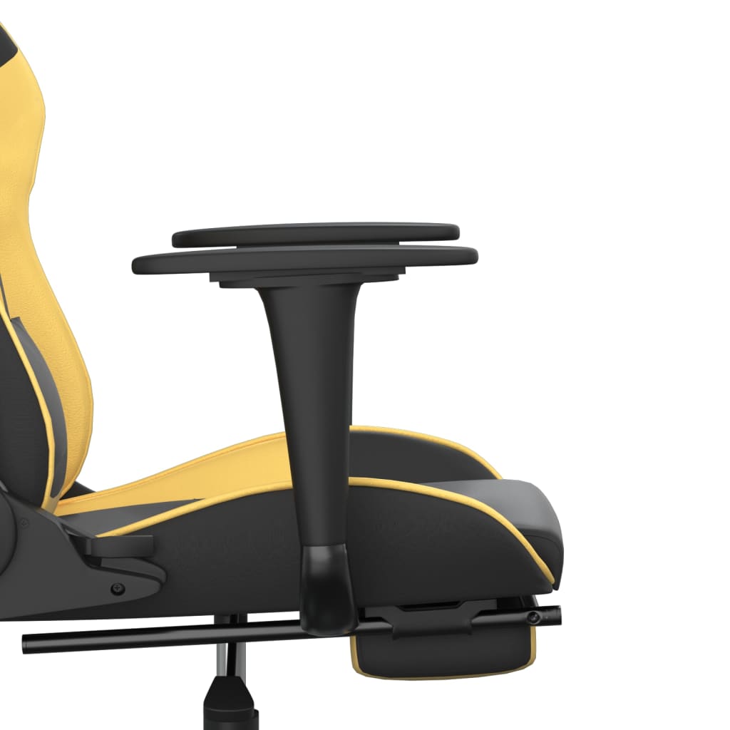 Cadeira gaming c/ apoio para pés couro artificial preto e azul