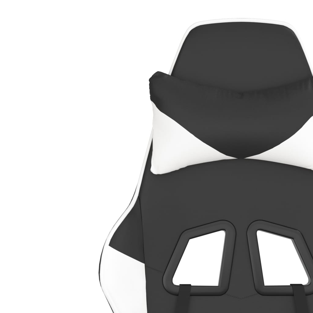Cadeira gaming c/ apoio para pés couro artificial preto e azul