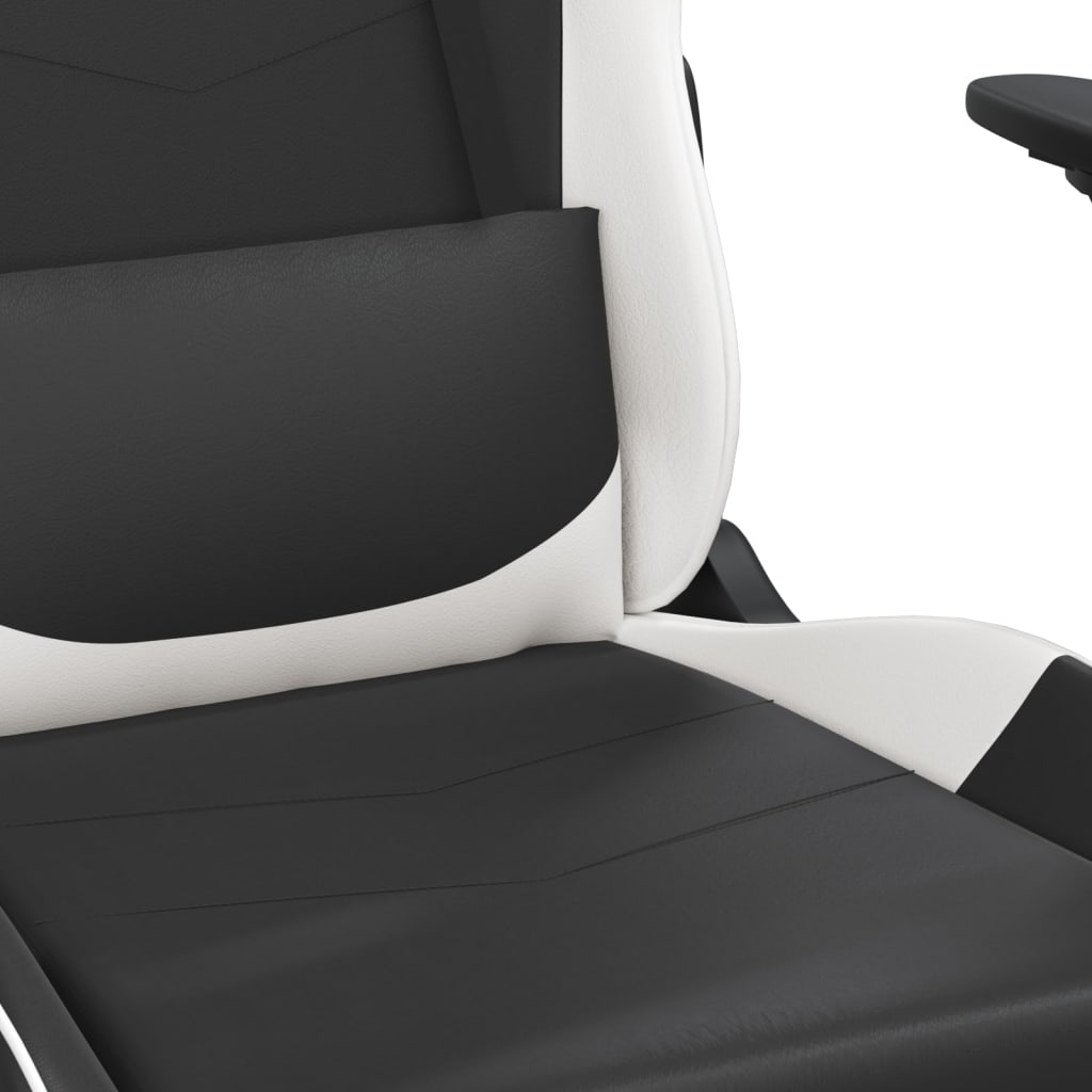 Cadeira gaming c/ apoio para pés couro artificial preto e azul