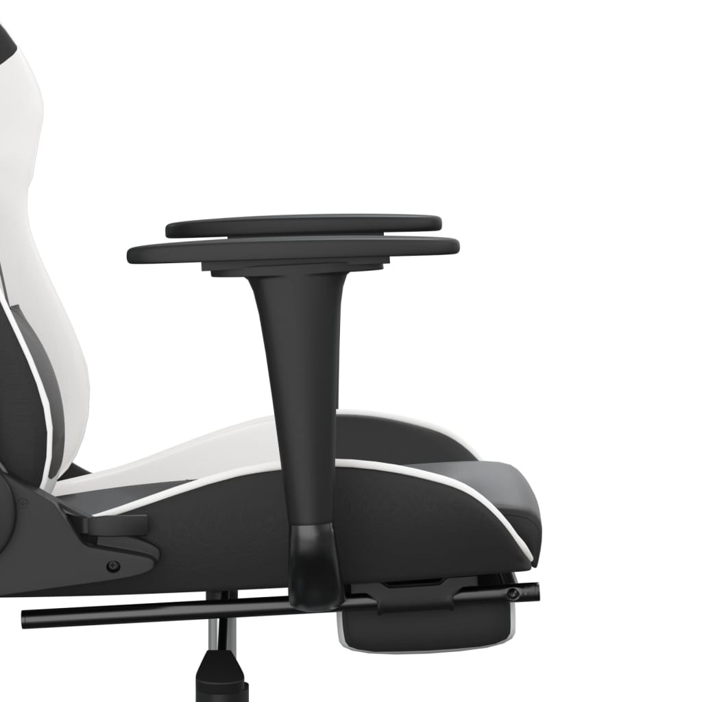 Cadeira gaming c/ apoio para pés couro artificial preto e azul