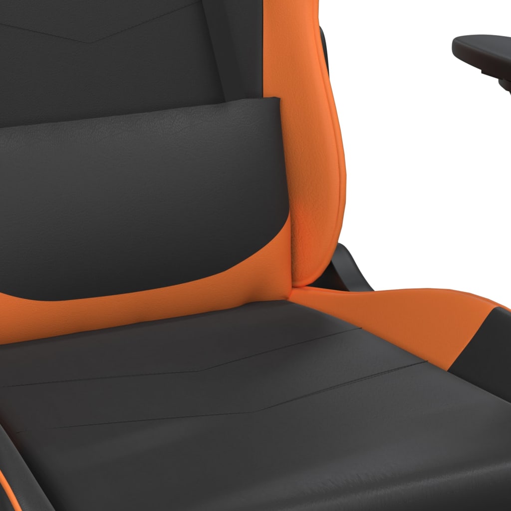 Cadeira gaming c/ apoio para pés couro artificial preto e azul