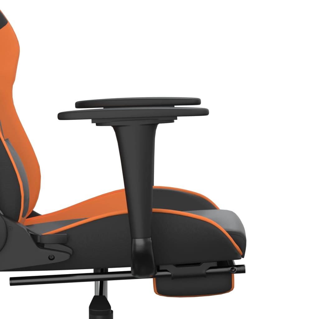 Cadeira gaming c/ apoio para pés couro artificial preto e azul