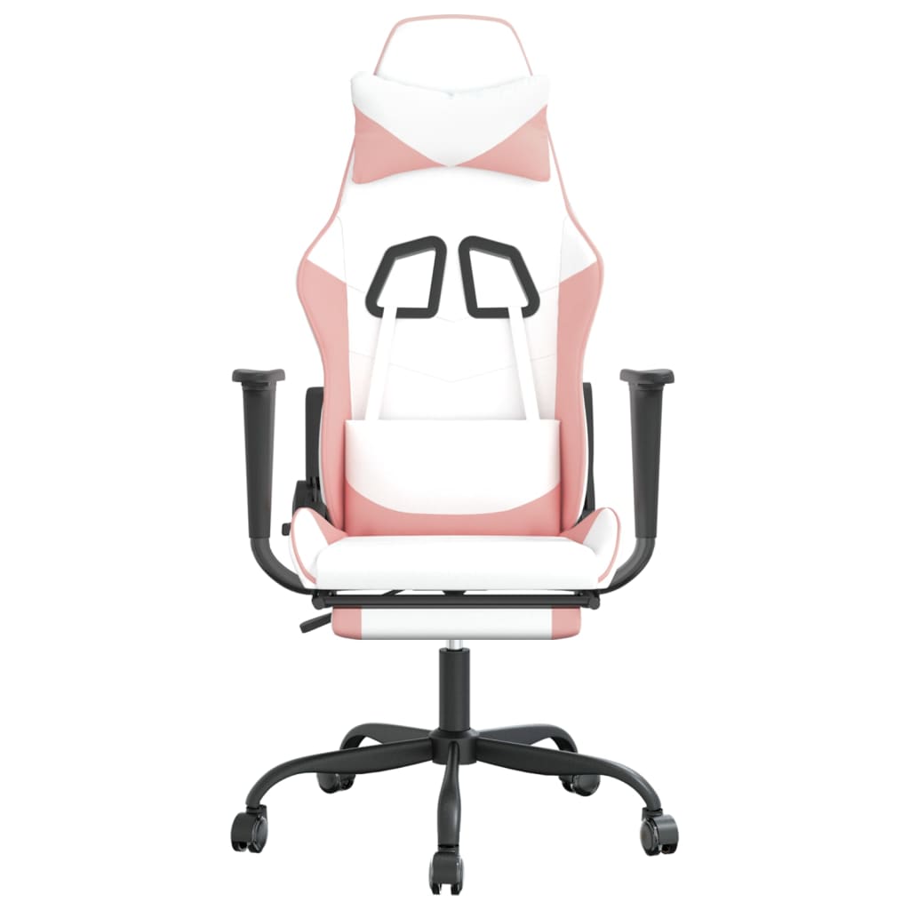 Cadeira gaming c/ apoio para pés couro artificial preto e azul