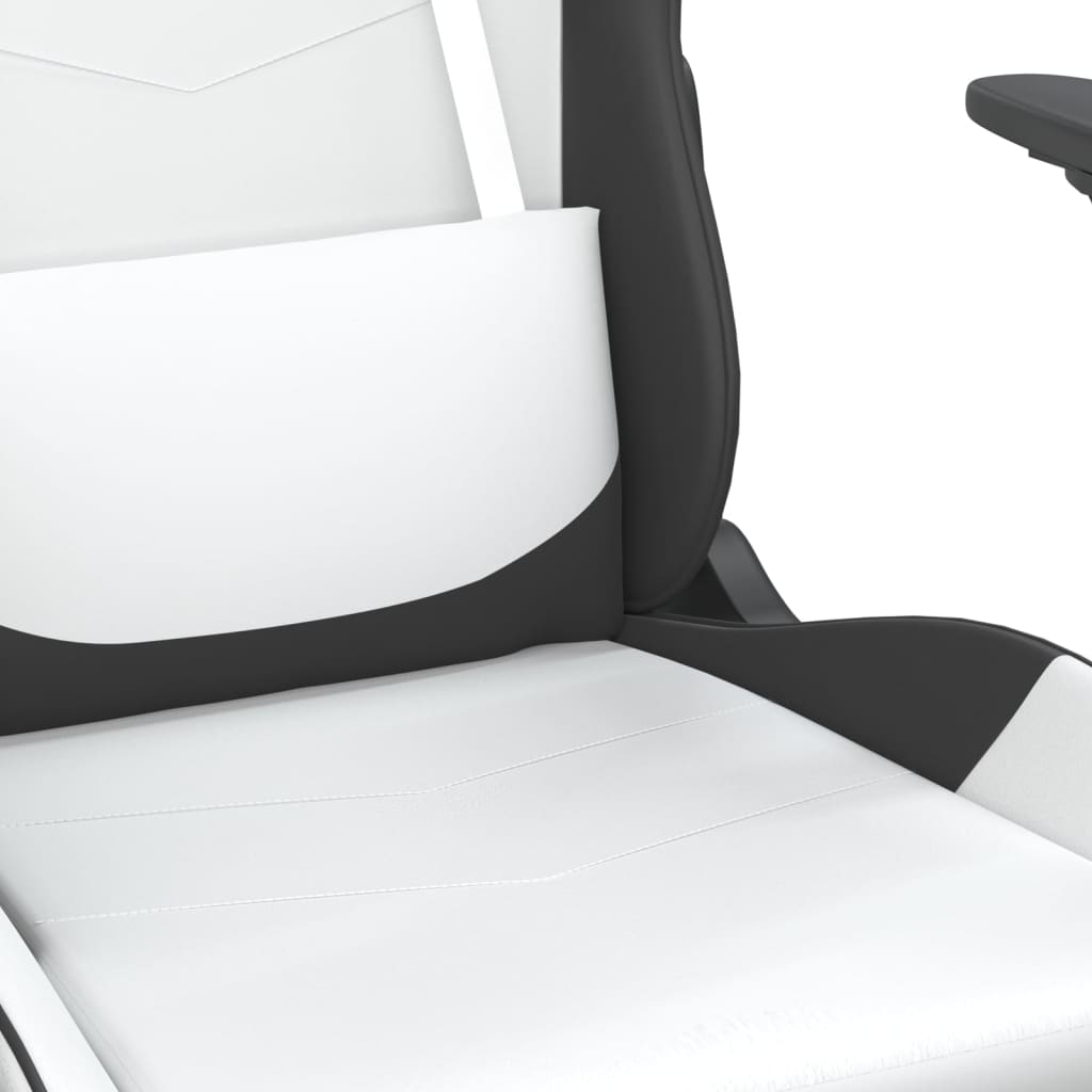 Cadeira gaming c/ apoio para pés couro artificial preto e azul