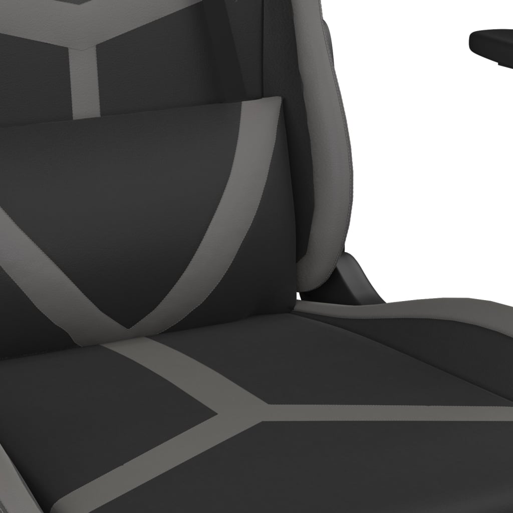 Cadeira gaming c/ apoio para pés couro artificial preto e azul