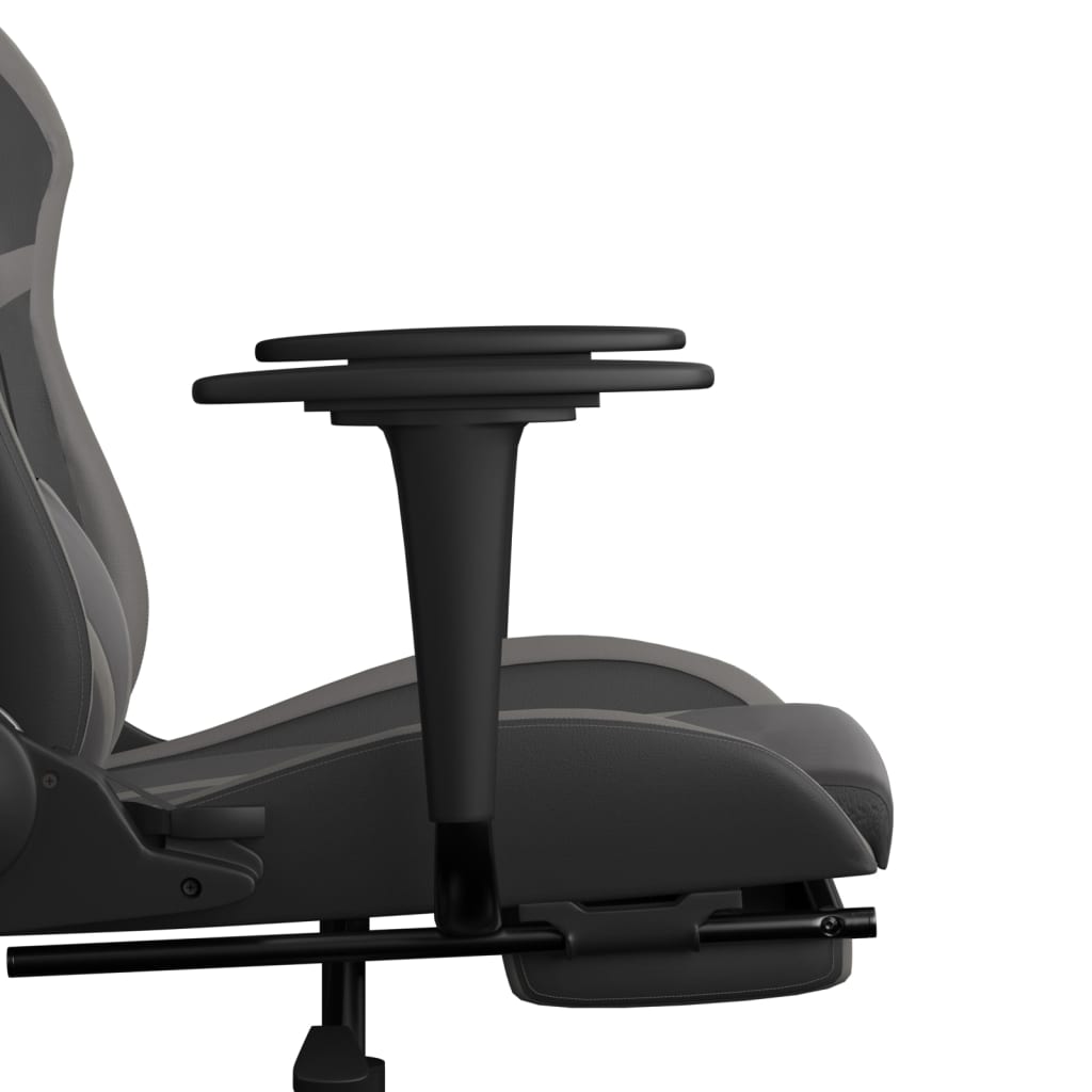 Cadeira gaming c/ apoio para pés couro artificial preto e azul