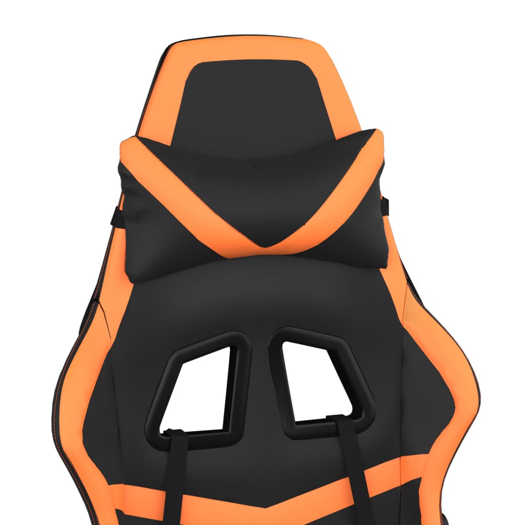 Cadeira gaming c/ apoio para pés couro artificial preto e azul