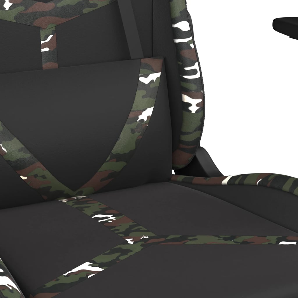 Cadeira gaming c/ apoio para pés couro artificial preto e azul