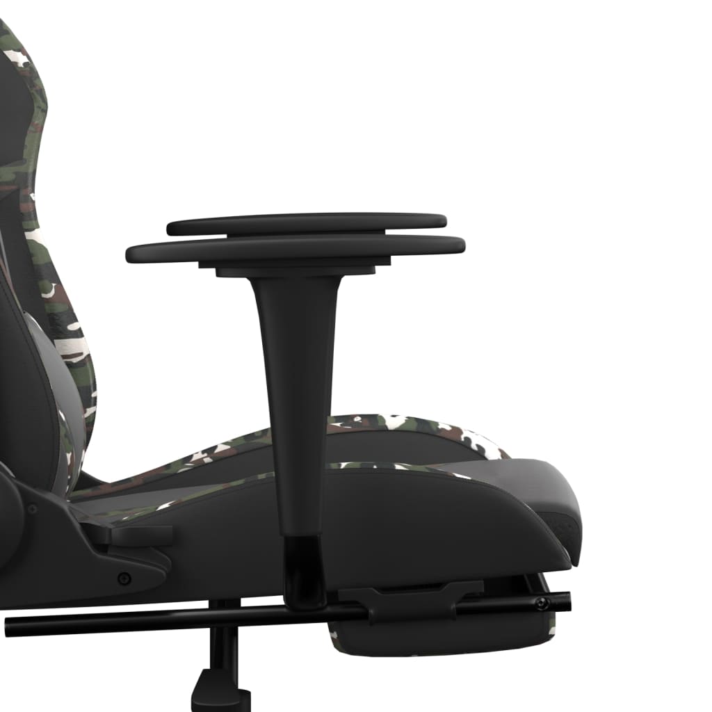 Cadeira gaming c/ apoio para pés couro artificial preto e azul