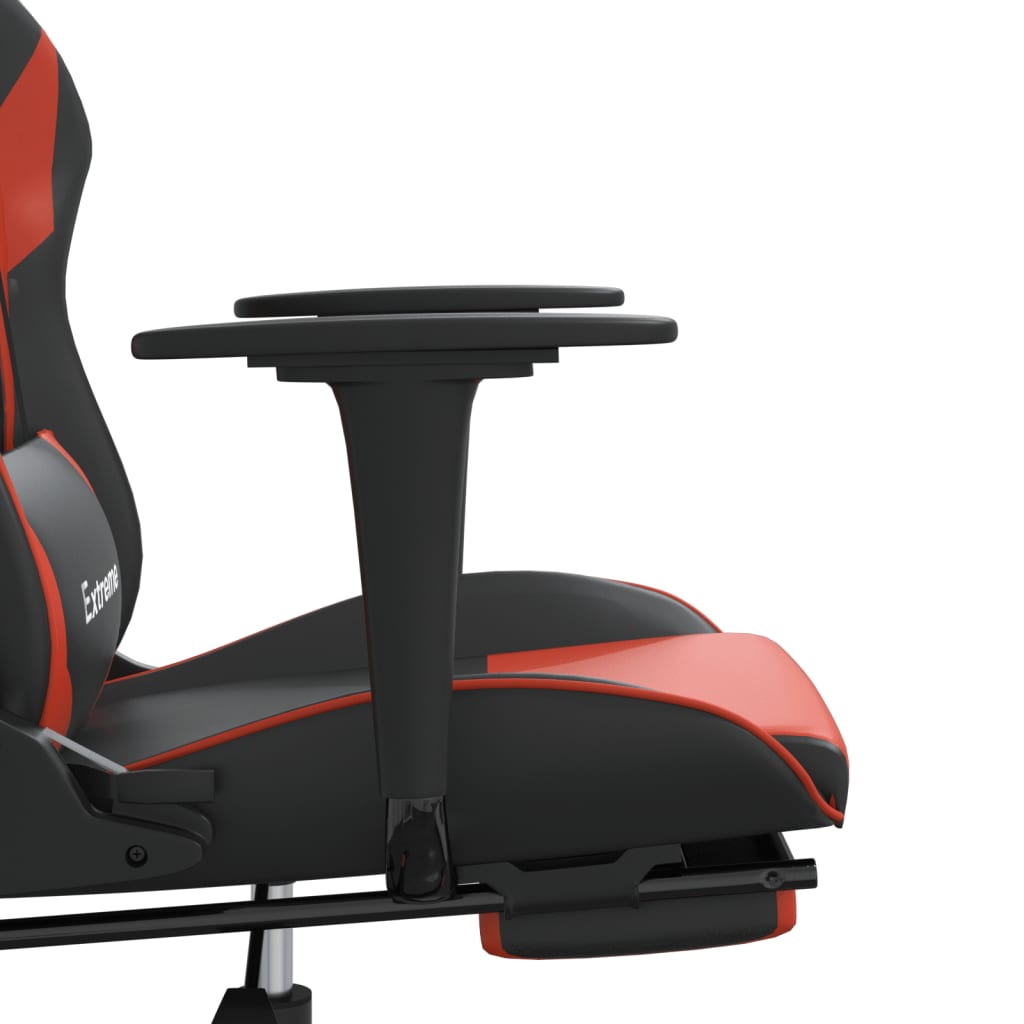 Cadeira gaming c/ apoio para pés couro artificial preto e azul