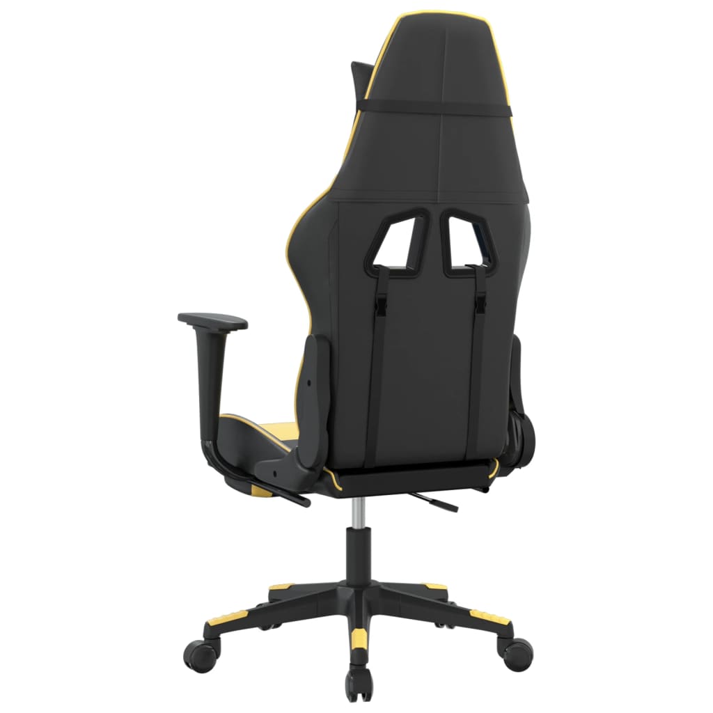 Cadeira gaming c/ apoio para pés couro artificial preto e azul