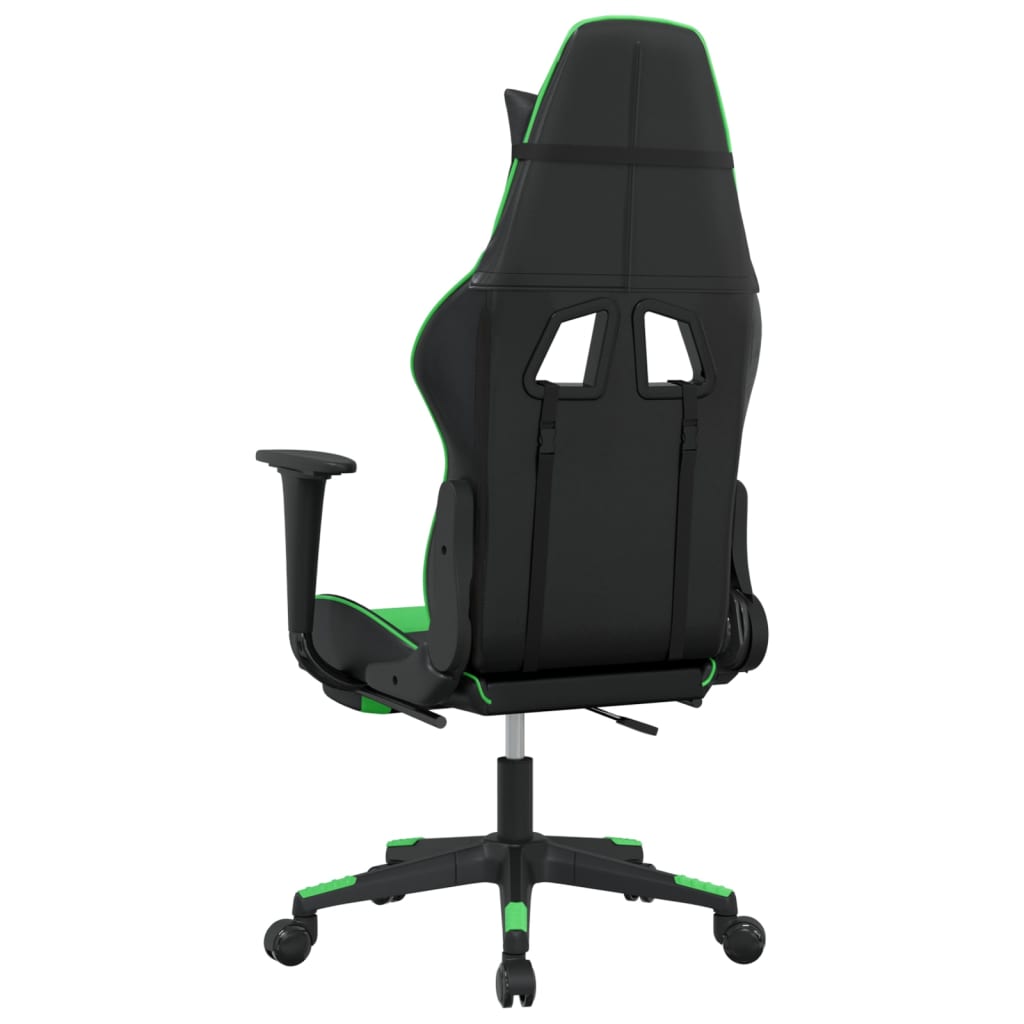 Cadeira gaming c/ apoio para pés couro artificial preto e azul