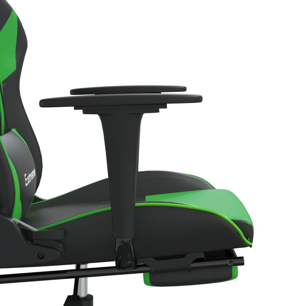 Cadeira gaming c/ apoio para pés couro artificial preto e azul