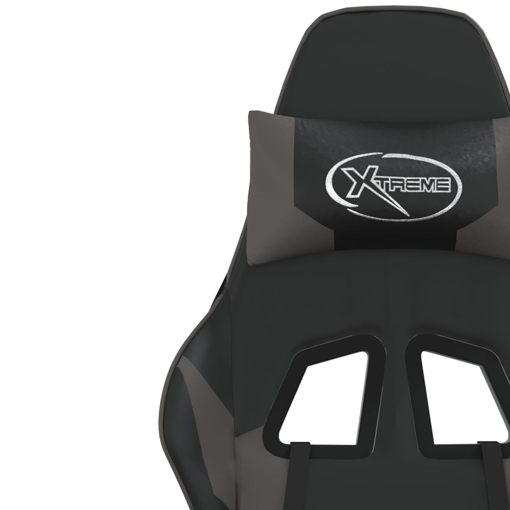 Cadeira gaming c/ apoio para pés couro artificial preto e azul