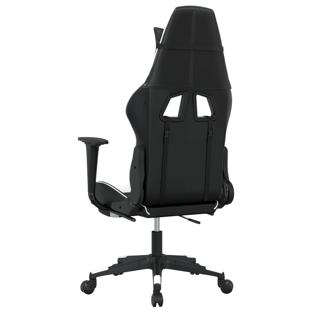 Cadeira gaming c/ apoio para pés couro artificial preto e azul