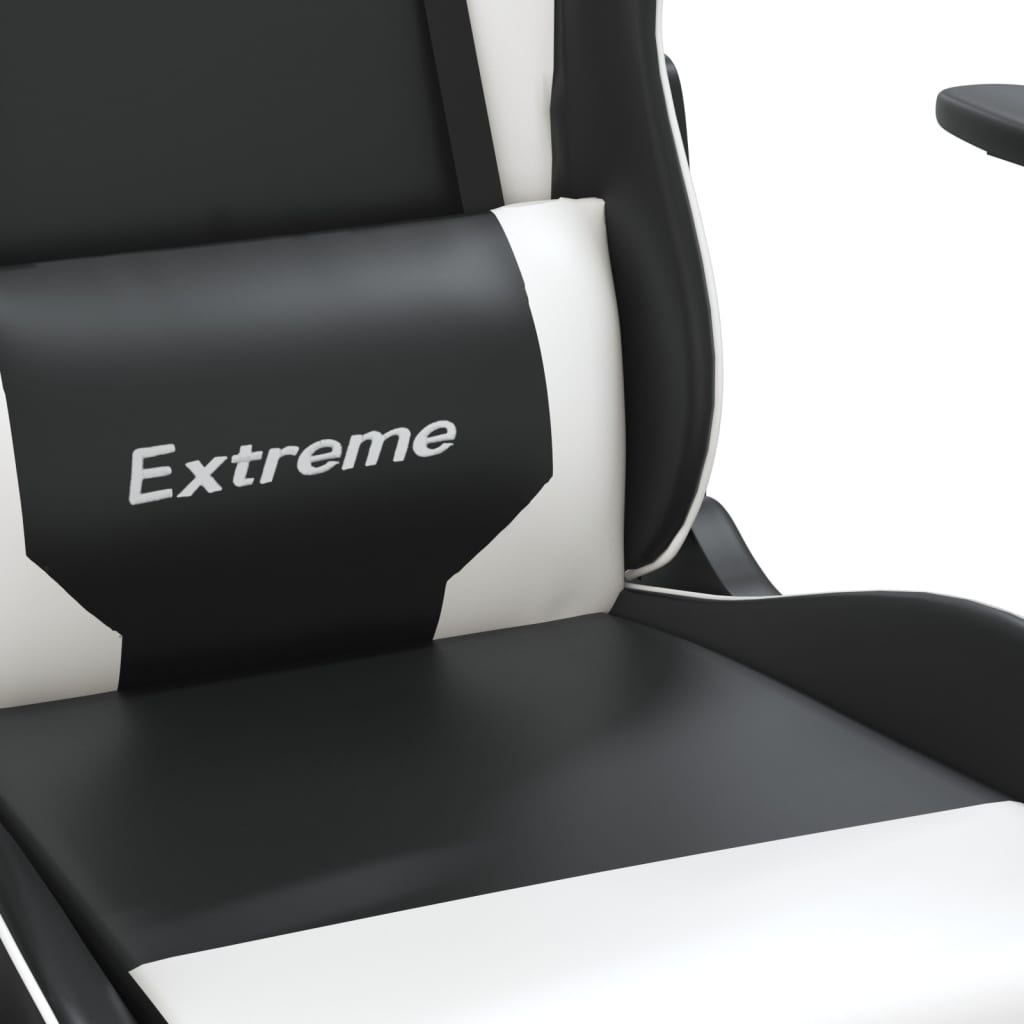 Cadeira gaming c/ apoio para pés couro artificial preto e azul