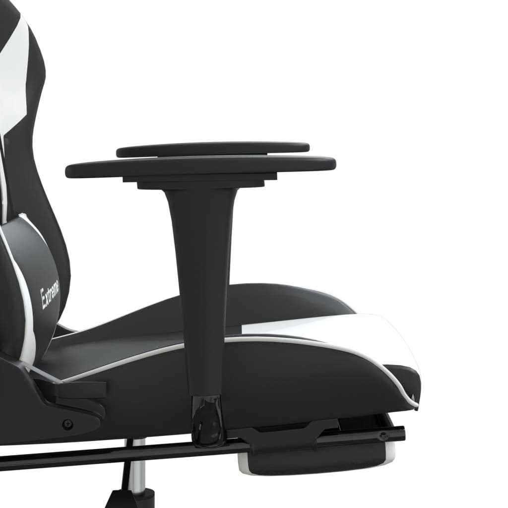 Cadeira gaming c/ apoio para pés couro artificial preto e azul
