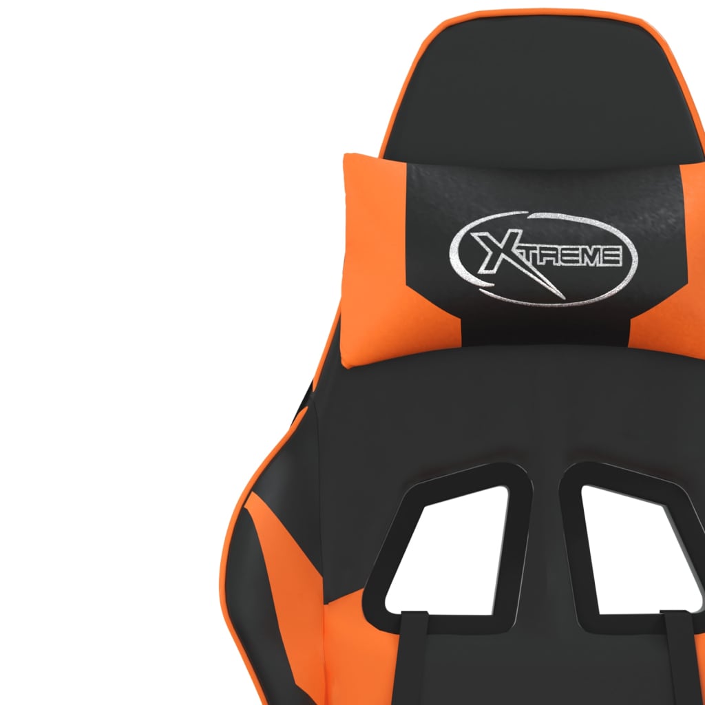 Cadeira gaming c/ apoio para pés couro artificial preto e azul