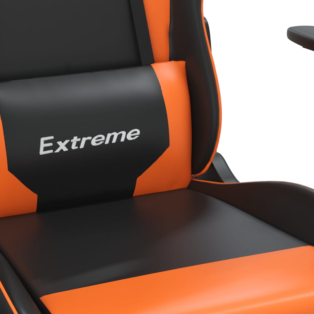 Cadeira gaming c/ apoio para pés couro artificial preto e azul