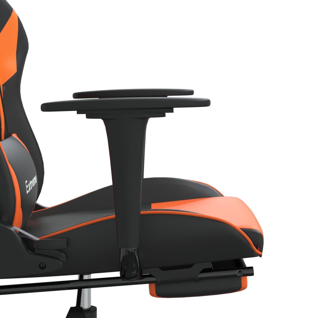Cadeira gaming c/ apoio para pés couro artificial preto e azul
