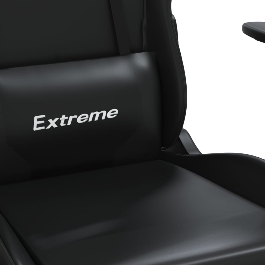 Cadeira gaming c/ apoio para pés couro artificial preto e azul
