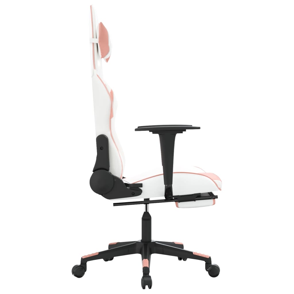 Cadeira gaming c/ apoio para pés couro artificial preto e azul