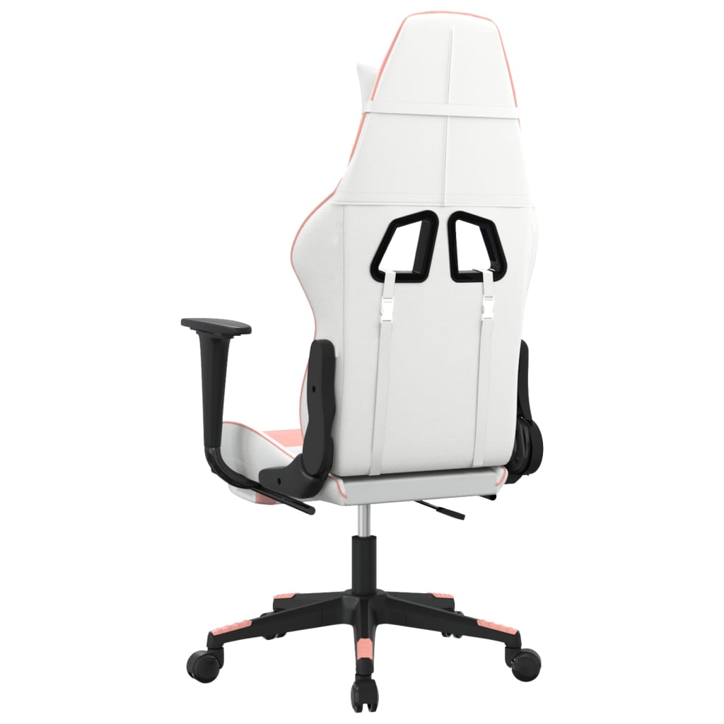Cadeira gaming c/ apoio para pés couro artificial preto e azul