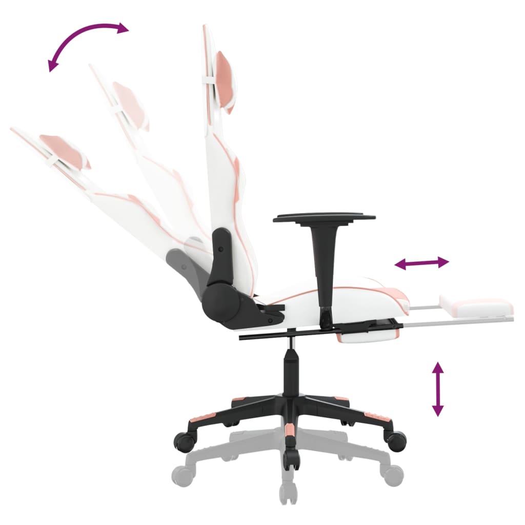 Cadeira gaming c/ apoio para pés couro artificial preto e azul