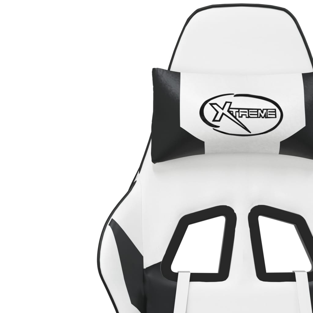 Cadeira gaming c/ apoio para pés couro artificial preto e azul