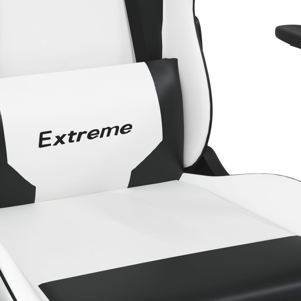 Cadeira gaming c/ apoio para pés couro artificial preto e azul