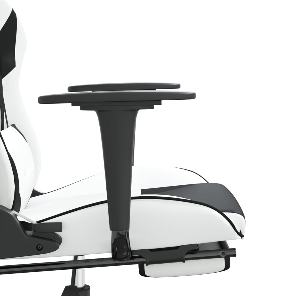 Cadeira gaming c/ apoio para pés couro artificial preto e azul