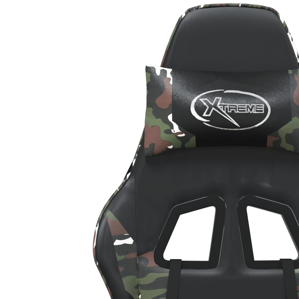Cadeira gaming c/ apoio para pés couro artificial preto e azul