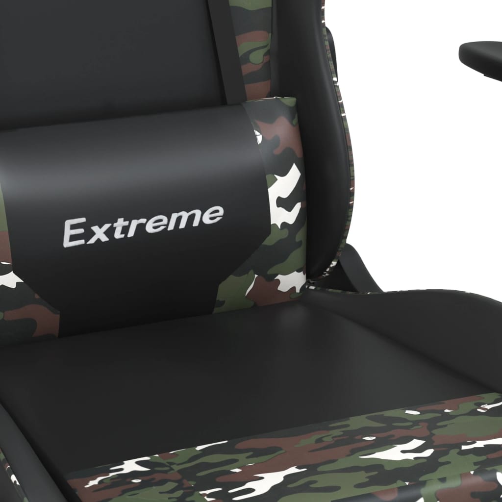 Cadeira gaming c/ apoio para pés couro artificial preto e azul