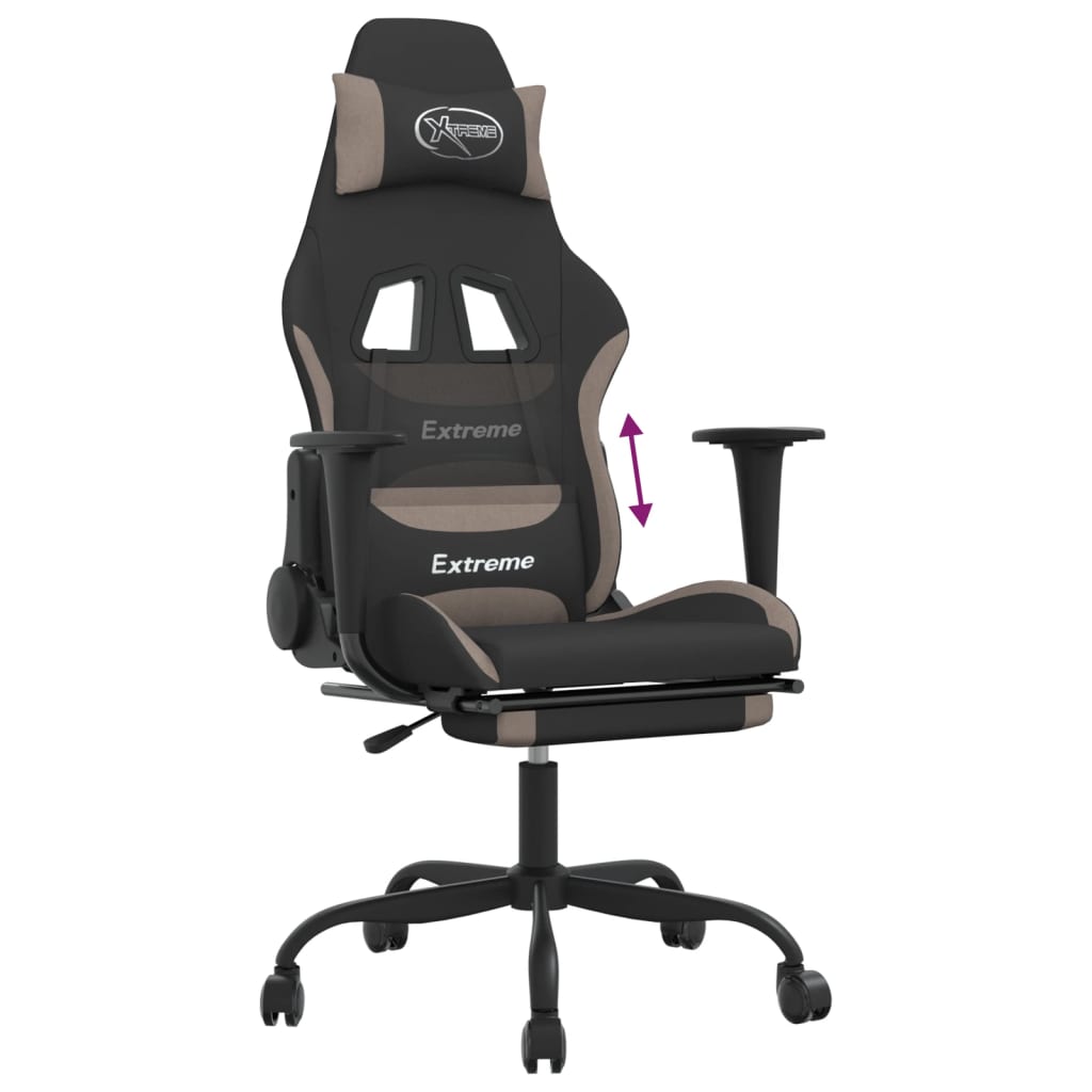 Cadeira de gaming com apoio para os pés tecido preto e amarelo