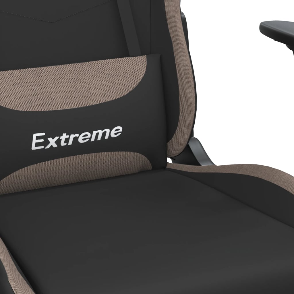 Cadeira de gaming com apoio para os pés tecido preto e amarelo