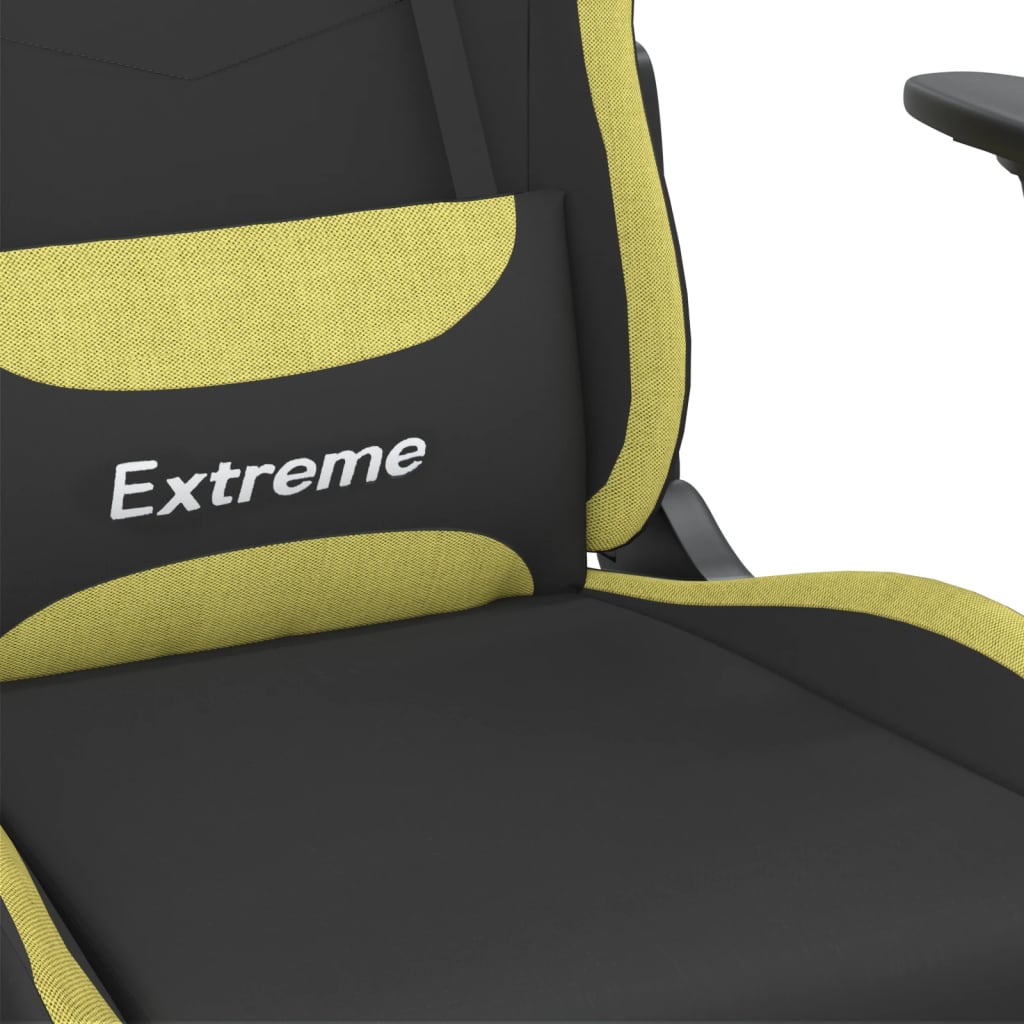 Cadeira de gaming com apoio para os pés tecido preto e amarelo