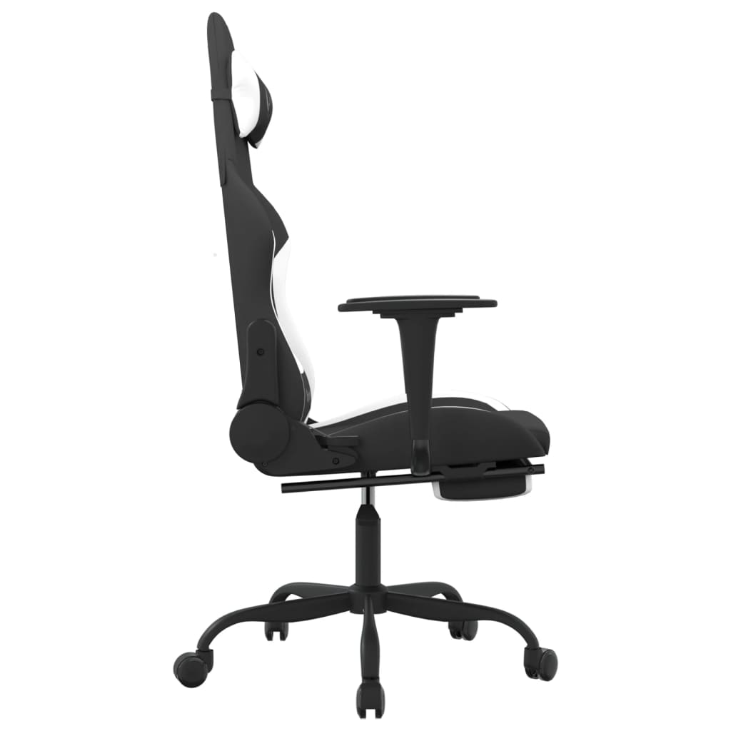 Cadeira de gaming com apoio para os pés tecido preto e amarelo